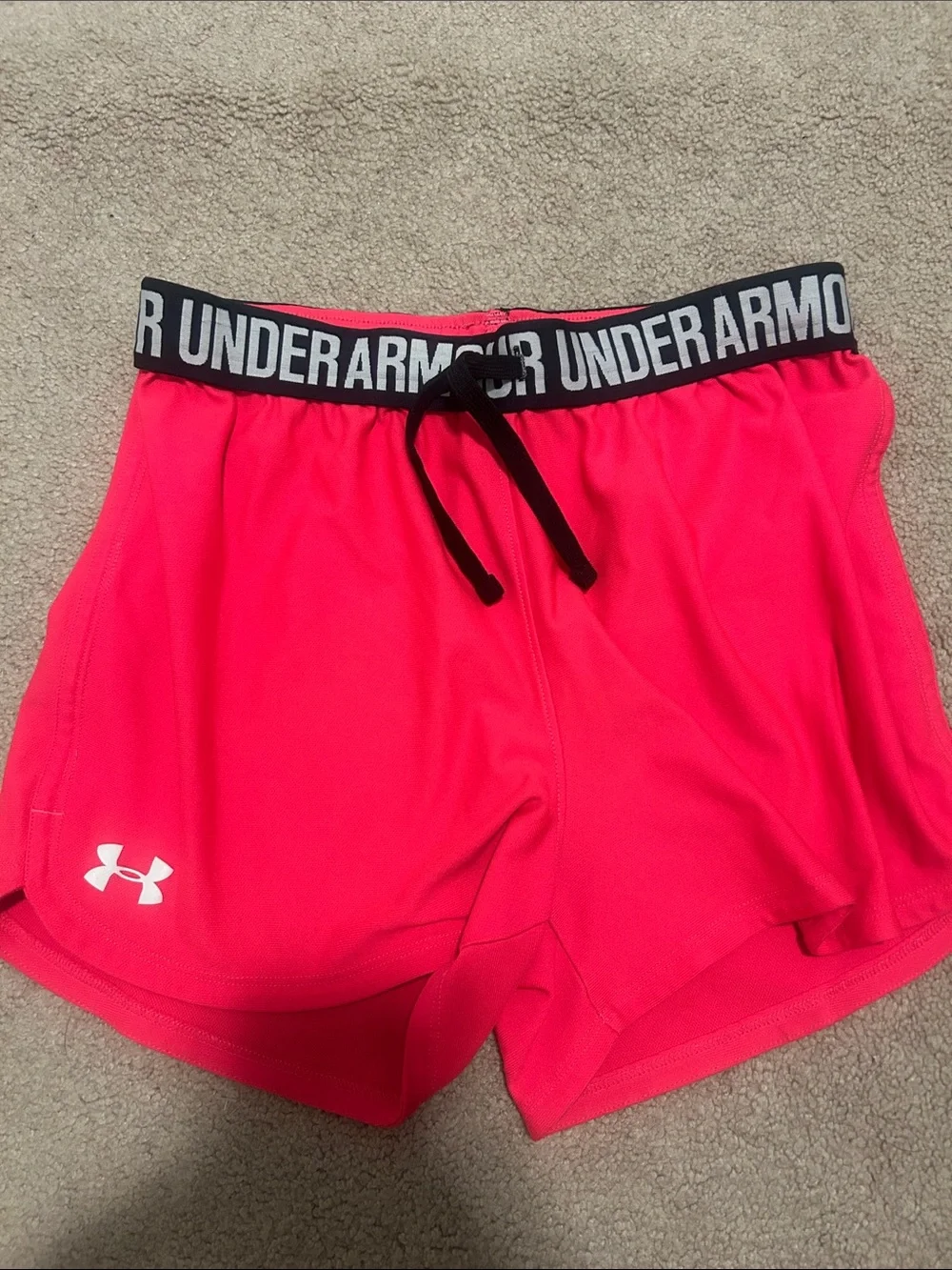 Under Armour Women’s Neon Pink Athletic Shorts with Branded Waistband